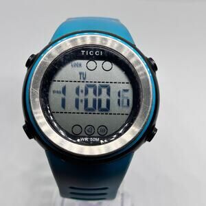 TICCI Silver Tone Blue WR St. Steel Unisex Digital Watch